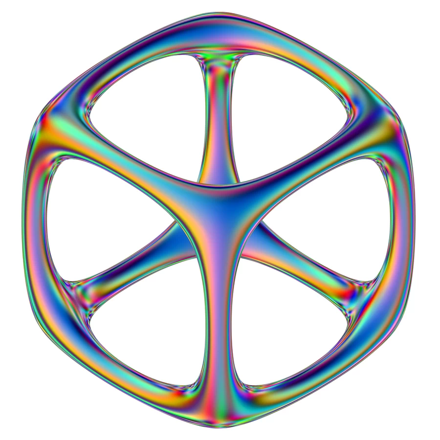 潮流酸性全息金属镭射机能彩虹3D立体几何图形png免抠图片素材【074】